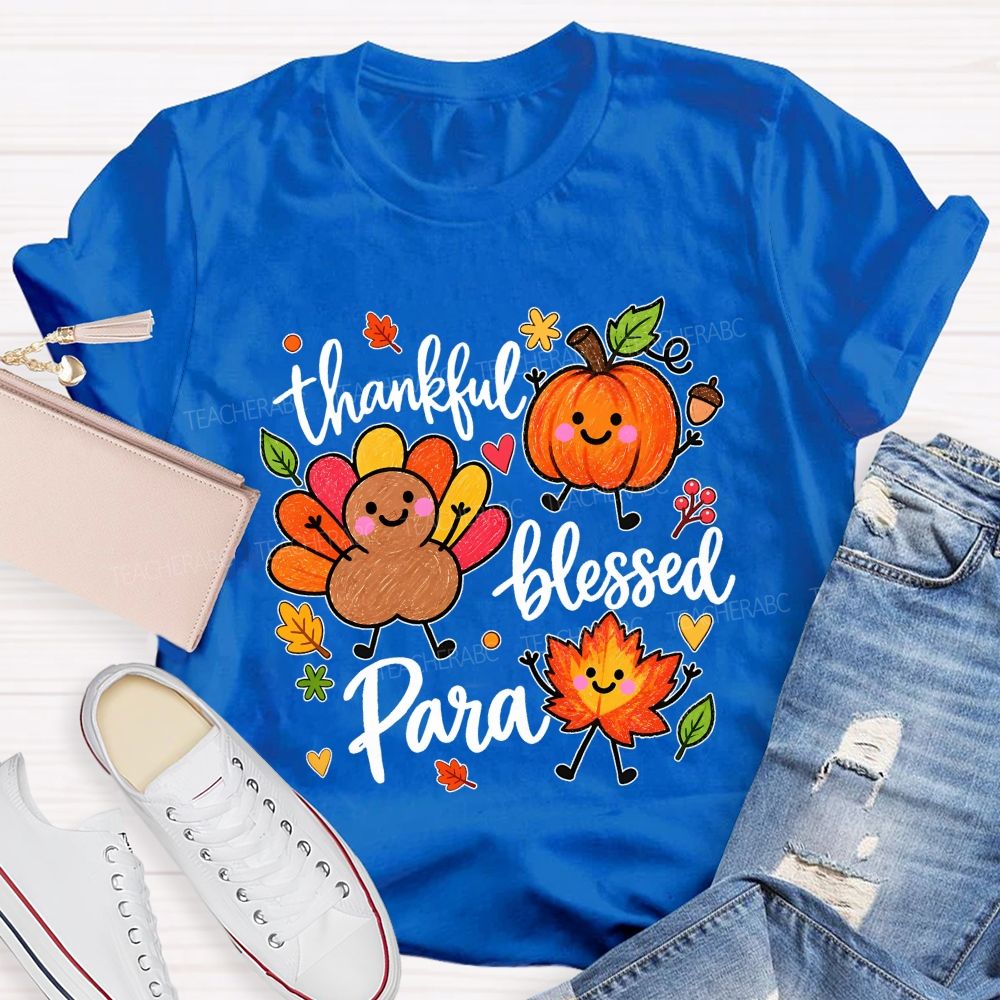 Thankful Blessed Para Thanksgiving Teacher T-shirt