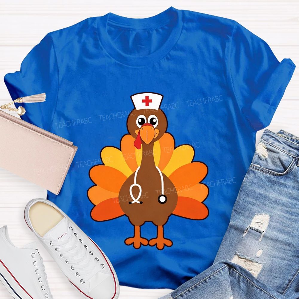Nurse Turkey With Stethoscope Fall T-shirt