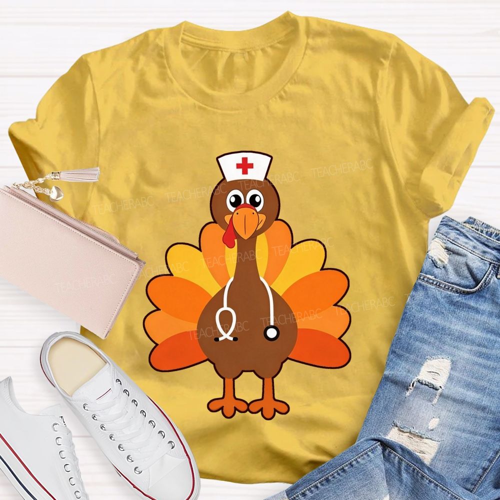 Nurse Turkey With Stethoscope Fall T-shirt