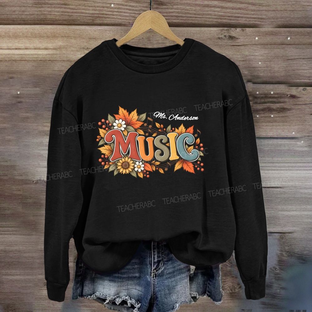 Personalized Name Fall Season Music Sweatshirt