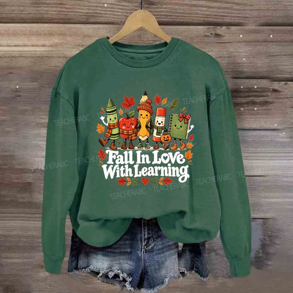 Fall In Love With Learning Apple Pencil Cozy Season Sweatshirt