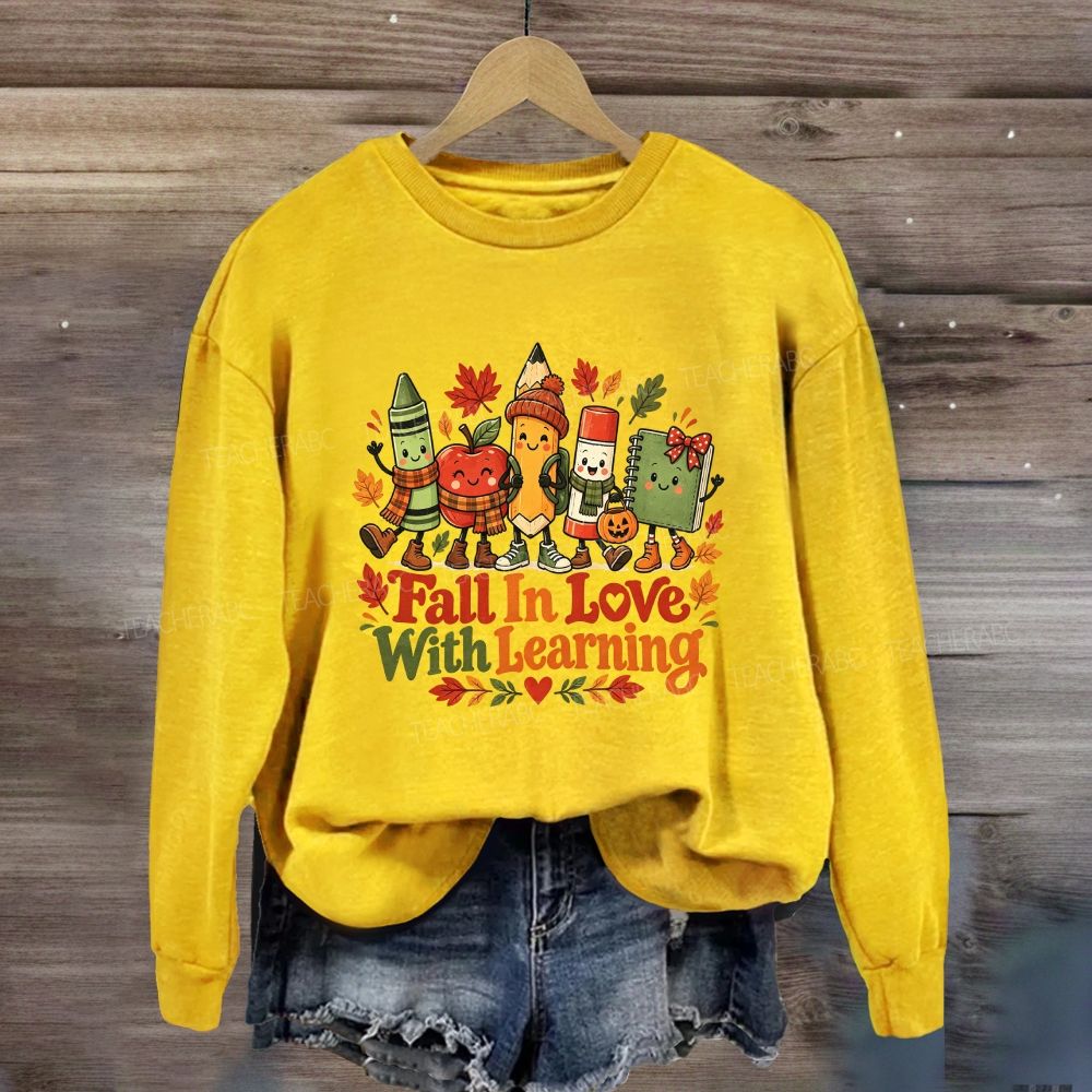 Fall In Love With Learning Apple Pencil Cozy Season Sweatshirt