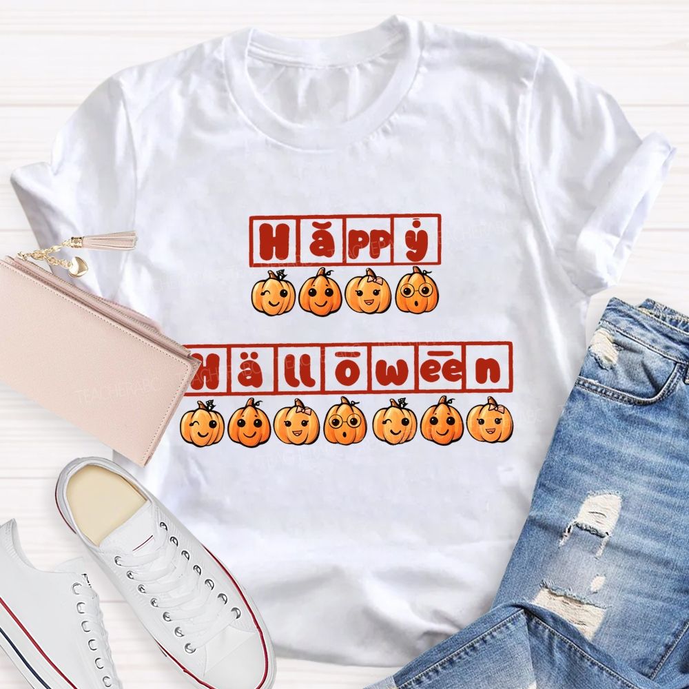 Happy Halloween Phonics Pumpkin Elementary Teacher T-shirt