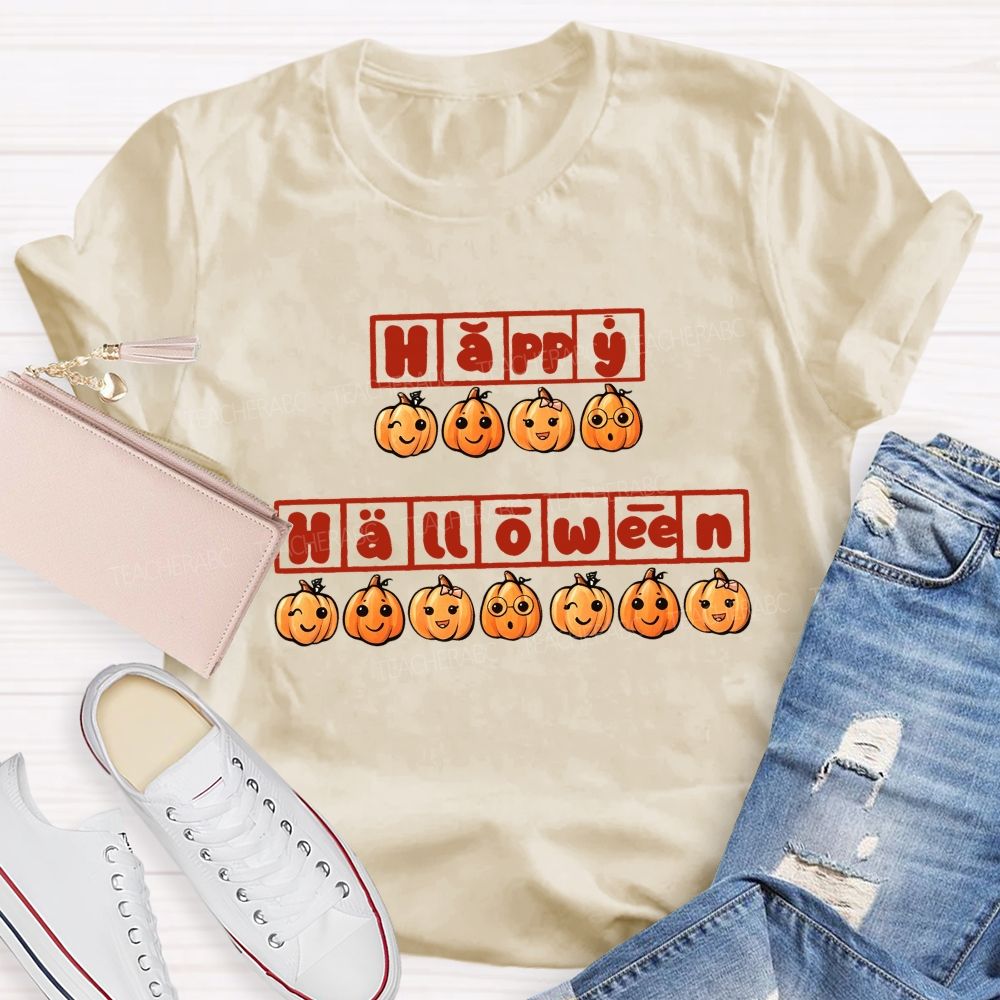 Happy Halloween Phonics Pumpkin Elementary Teacher T-shirt