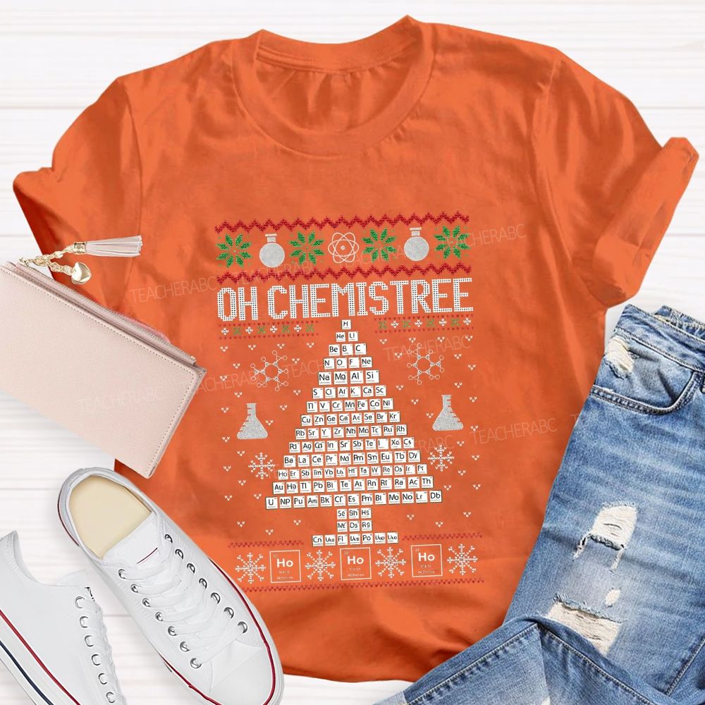 Oh Chemistree Periodic Table Christmas Tree Science Teacher T-shirt