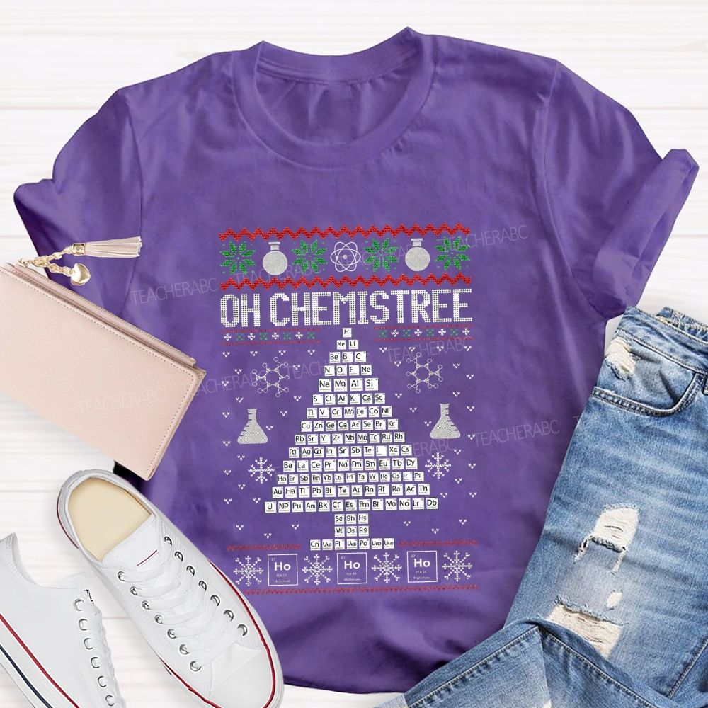 Oh Chemistree Periodic Table Christmas Tree Science Teacher T-shirt