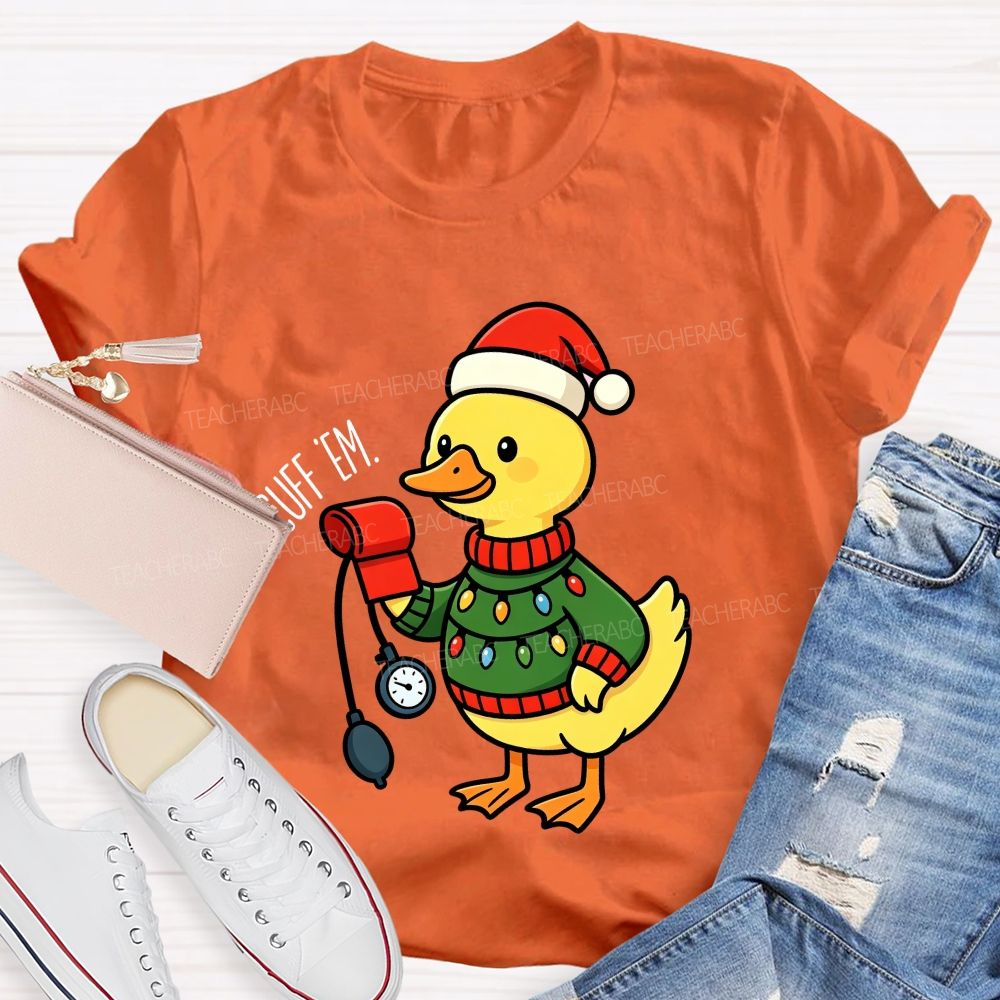 Cuff 'Em School Nurse Duck Christmas T-shirt