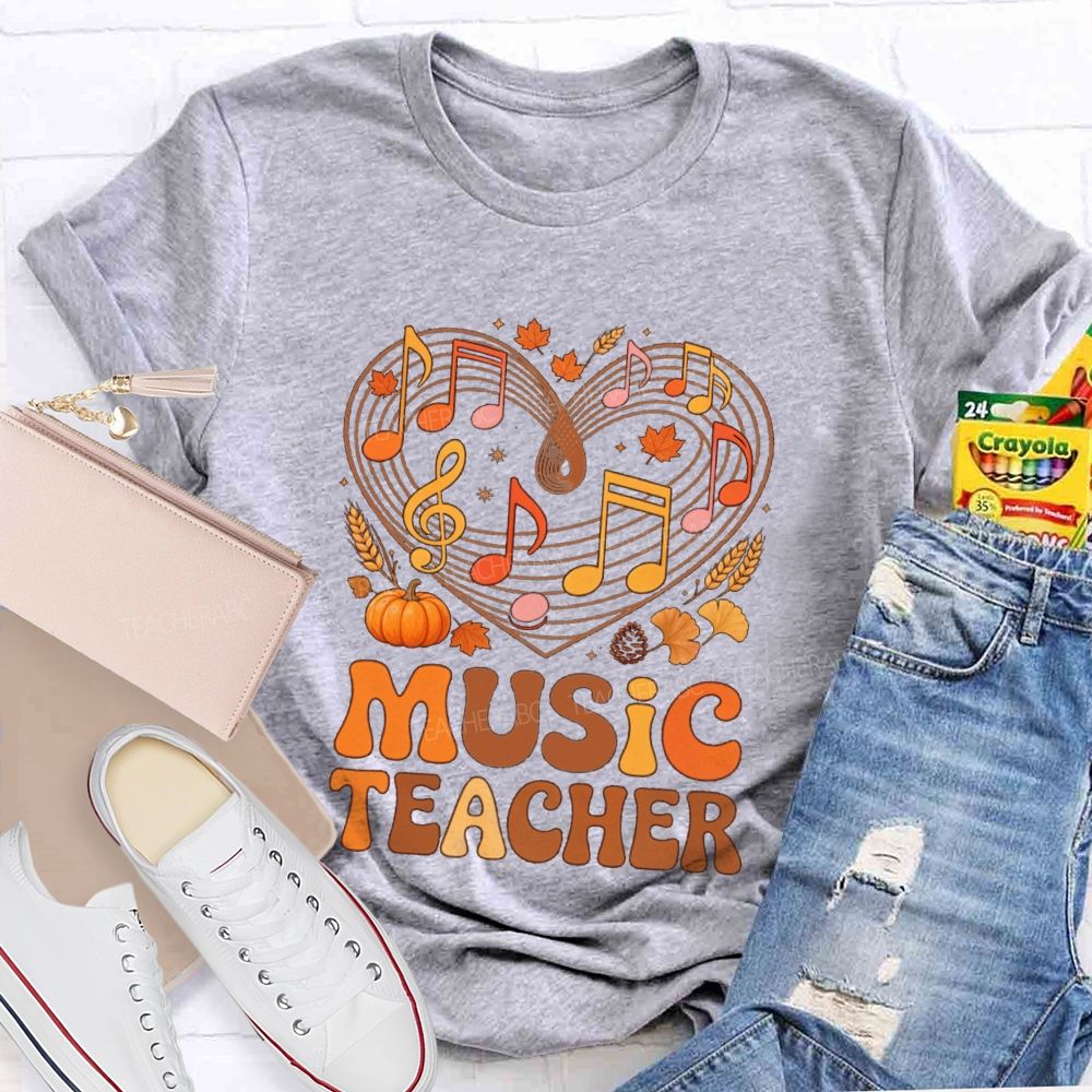 Fall Vibe Music Note Teacher T-shirt