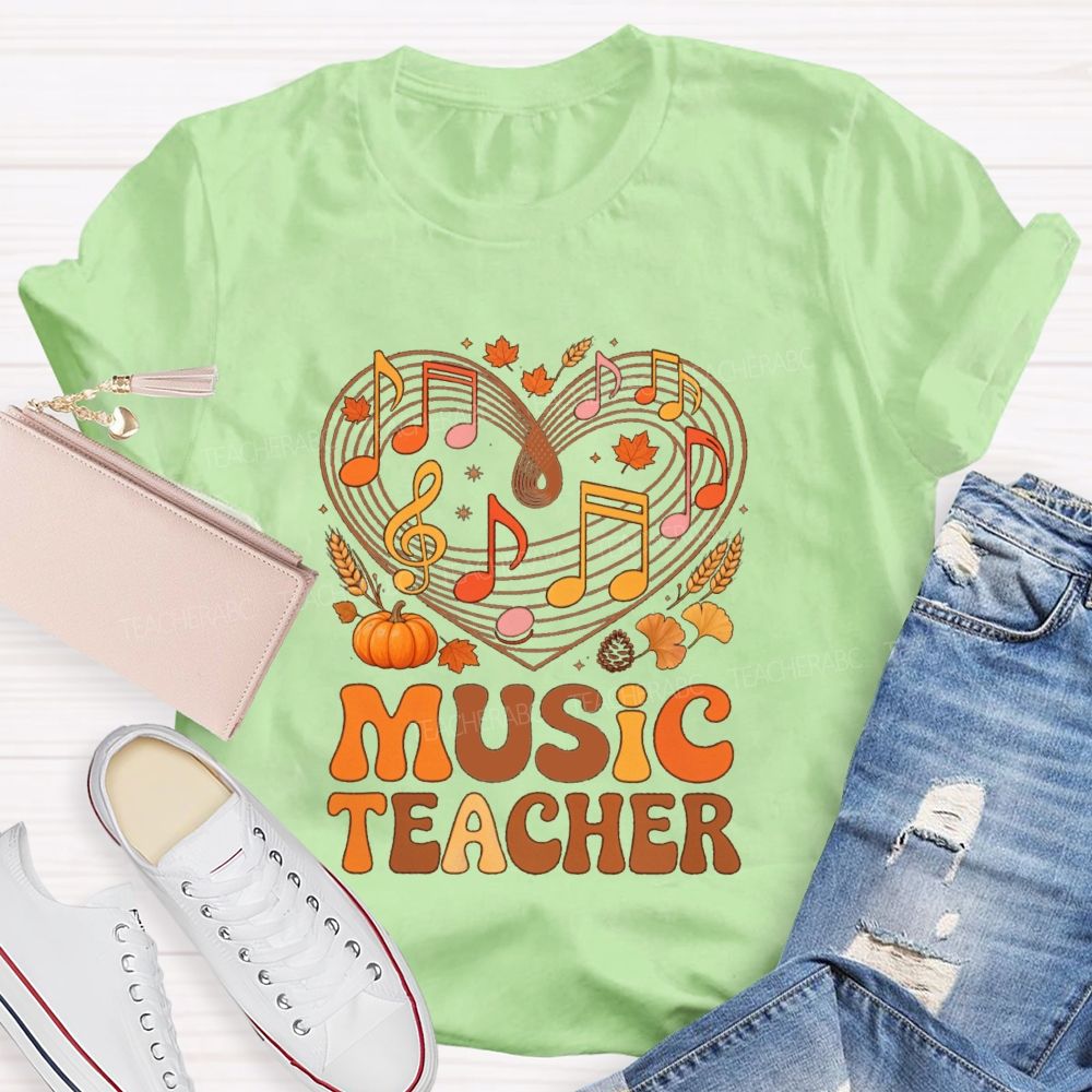 Fall Vibe Music Note Teacher T-shirt