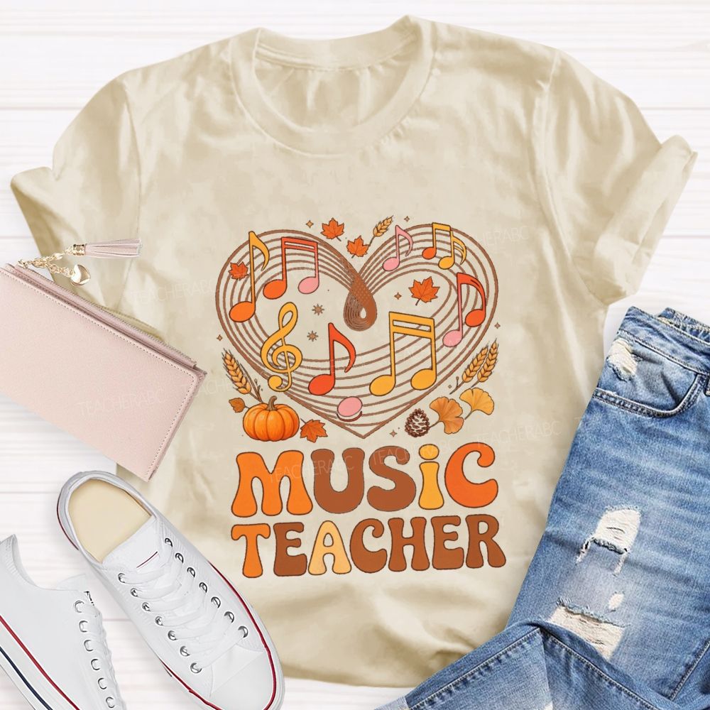 Fall Vibe Music Note Teacher T-shirt