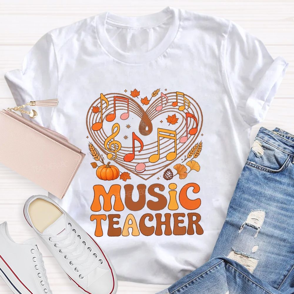 Fall Vibe Music Note Teacher T-shirt
