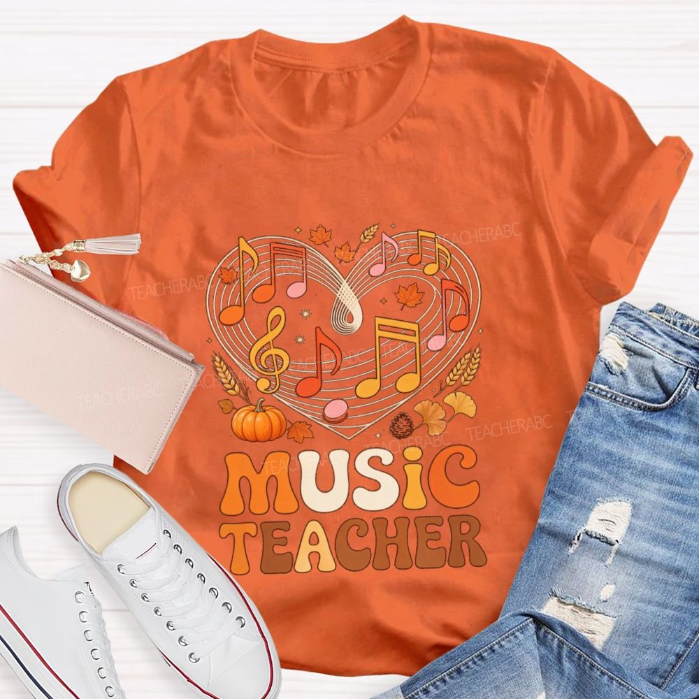 Fall Vibe Music Note Teacher T-shirt