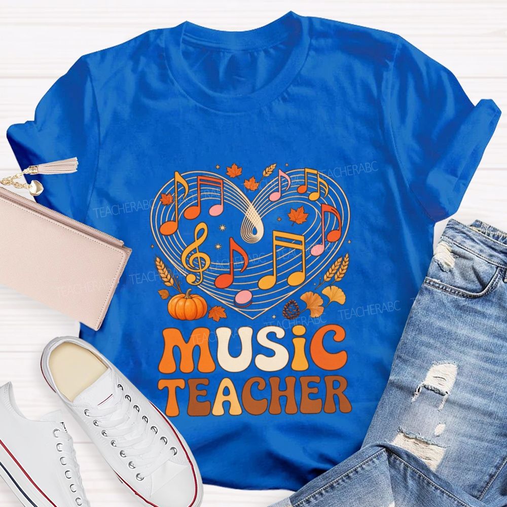 Fall Vibe Music Note Teacher T-shirt