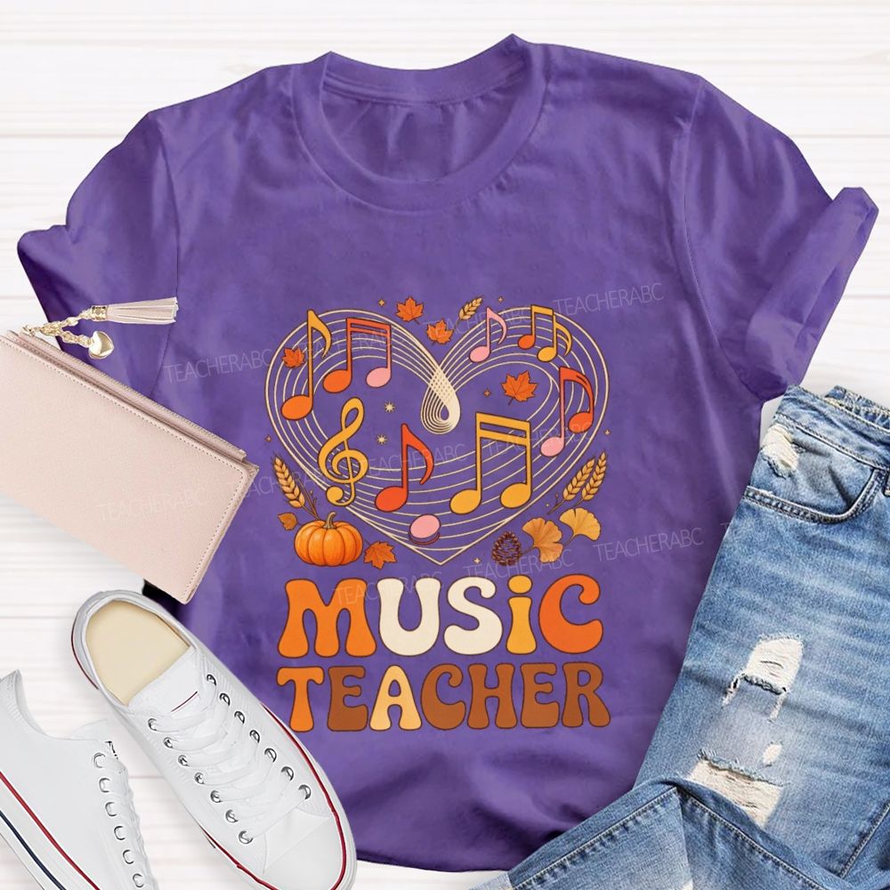 Fall Vibe Music Note Teacher T-shirt