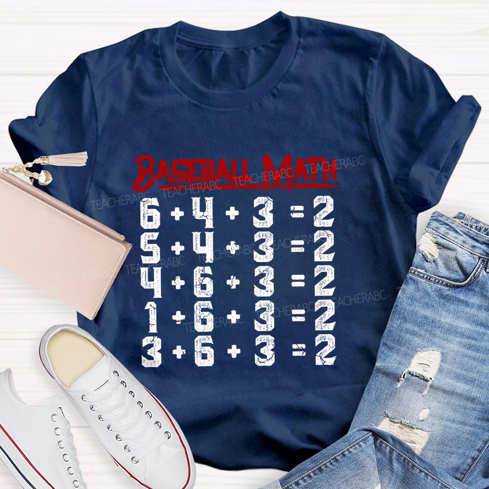 Baseball Math Double Play Math Teacher T-shirt