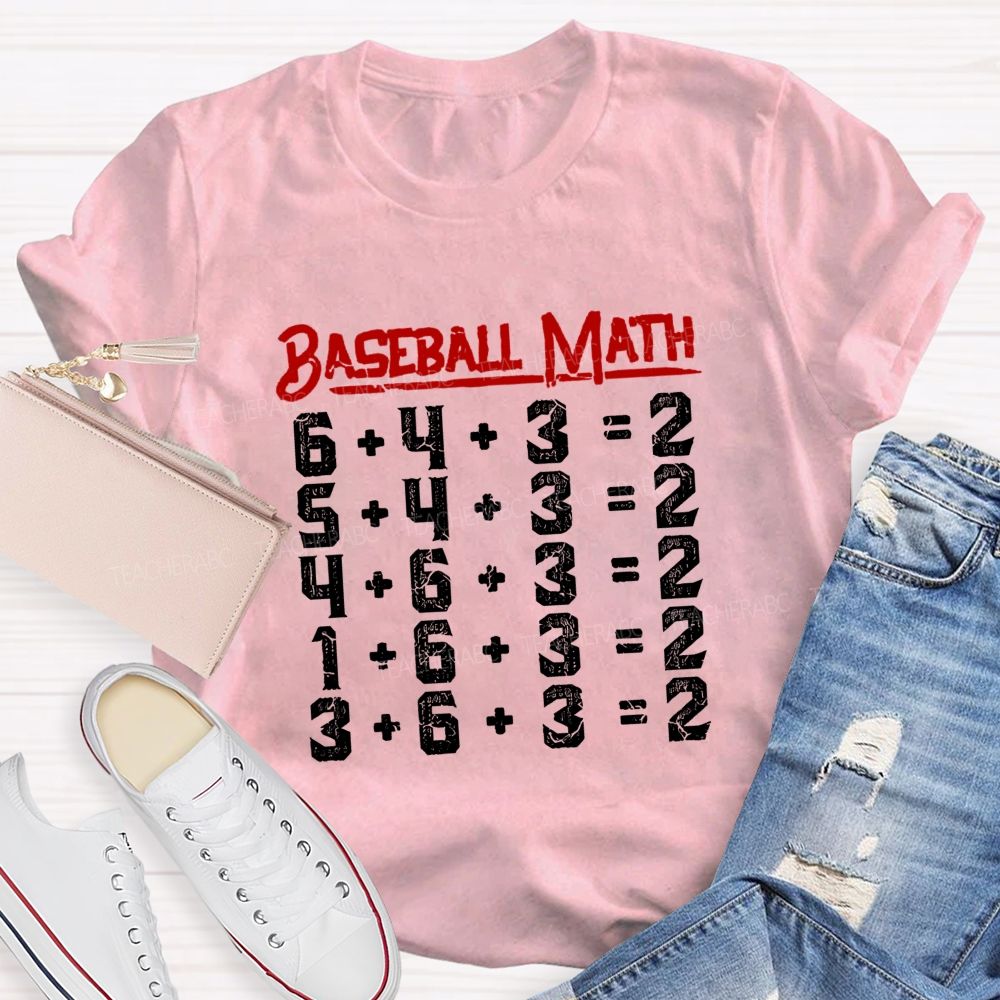 Baseball Math Double Play Math Teacher T-shirt
