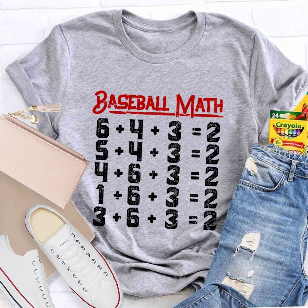 Baseball Math Double Play Math Teacher T-shirt