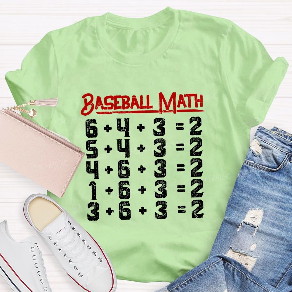 Baseball Math Double Play Math Teacher T-shirt