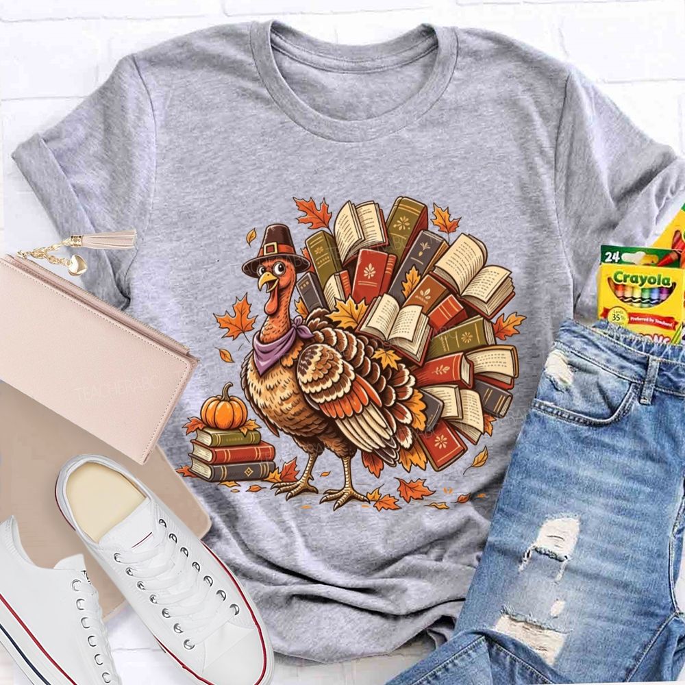 Turkey Full Of Books This Thanksgiving Teacher T-shirt