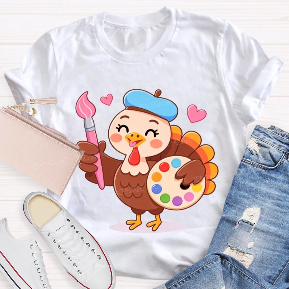 Artist Turkey Thanksgiving Art Teacher T-shirt