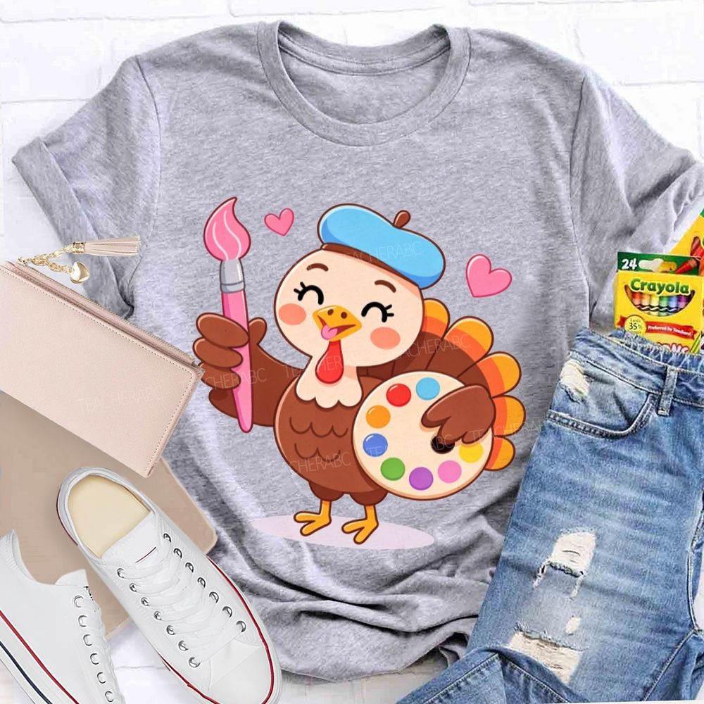Artist Turkey Thanksgiving Art Teacher T-shirt
