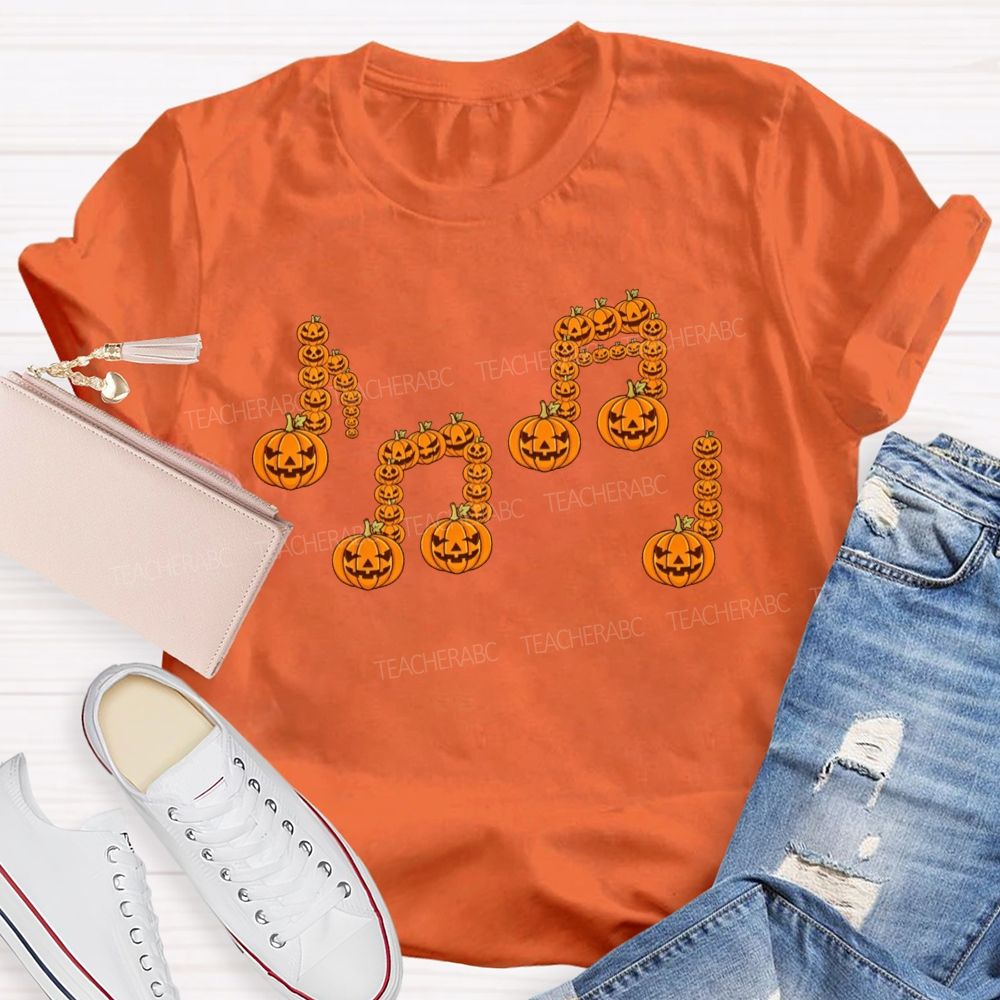 Music Notes Made Of Spooky Pumpkins Music Teacher T-shirt