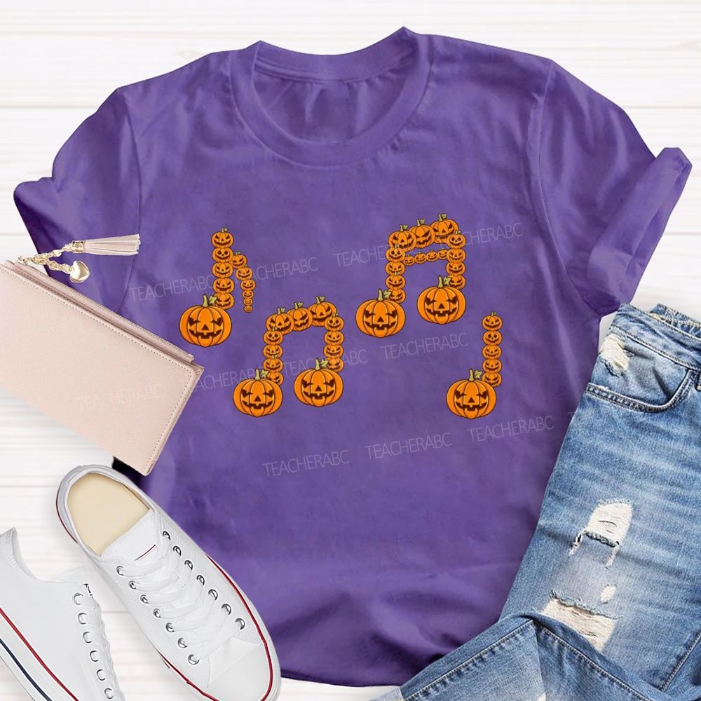 Music Notes Made Of Spooky Pumpkins Music Teacher T-shirt
