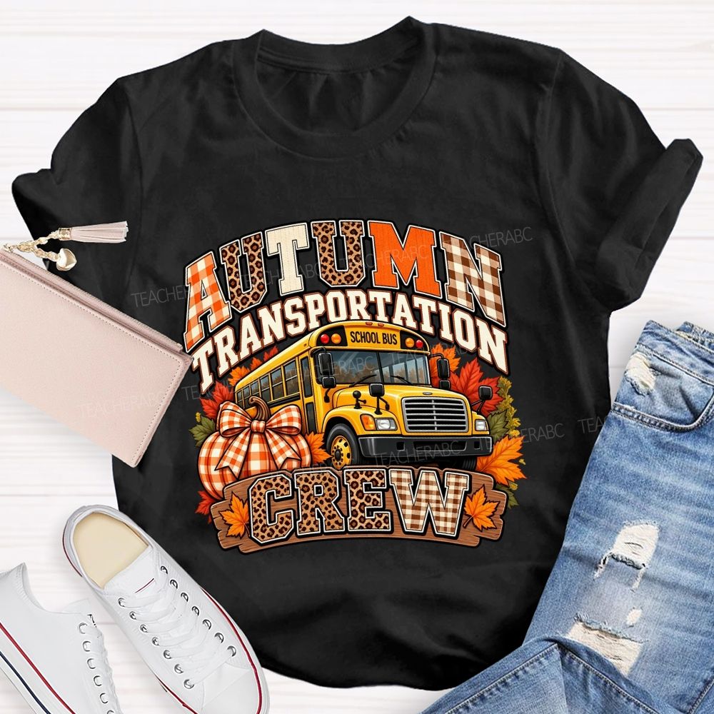 Autumn Transportation Crew Fall School Bus T-shirt