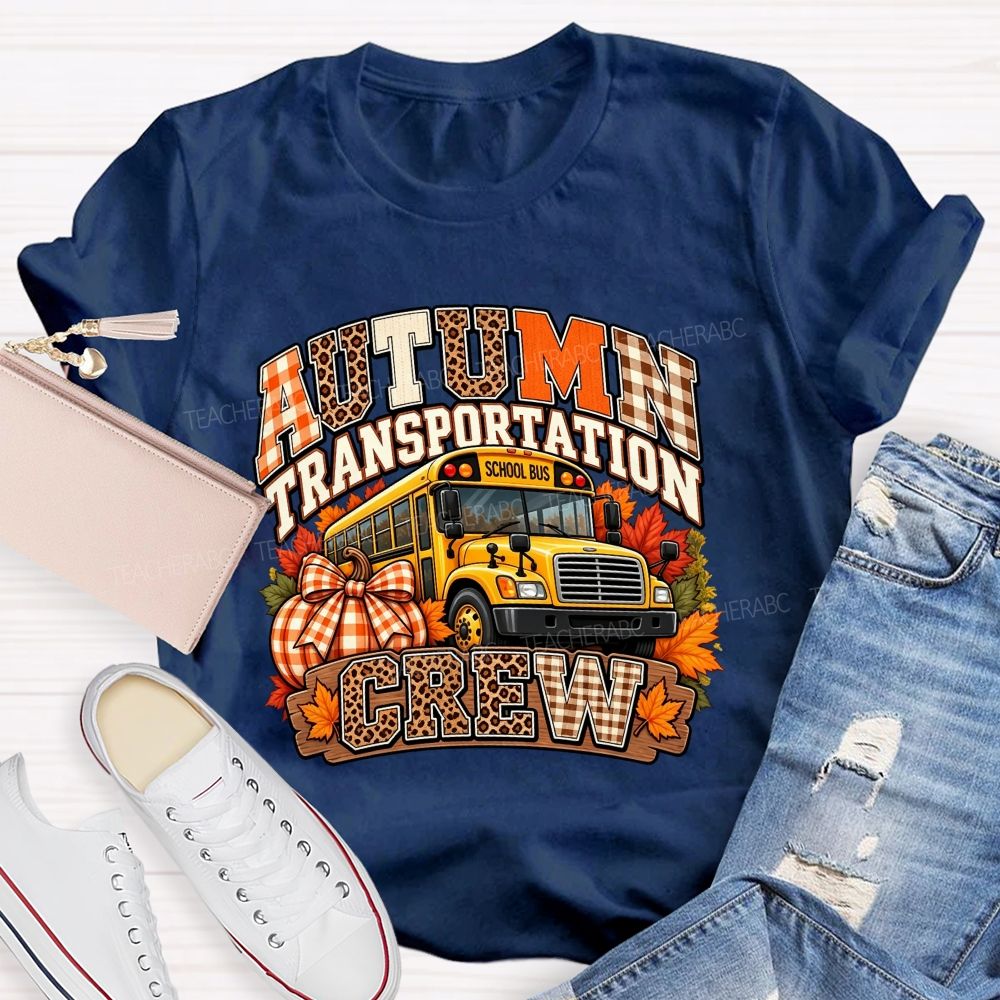 Autumn Transportation Crew Fall School Bus T-shirt