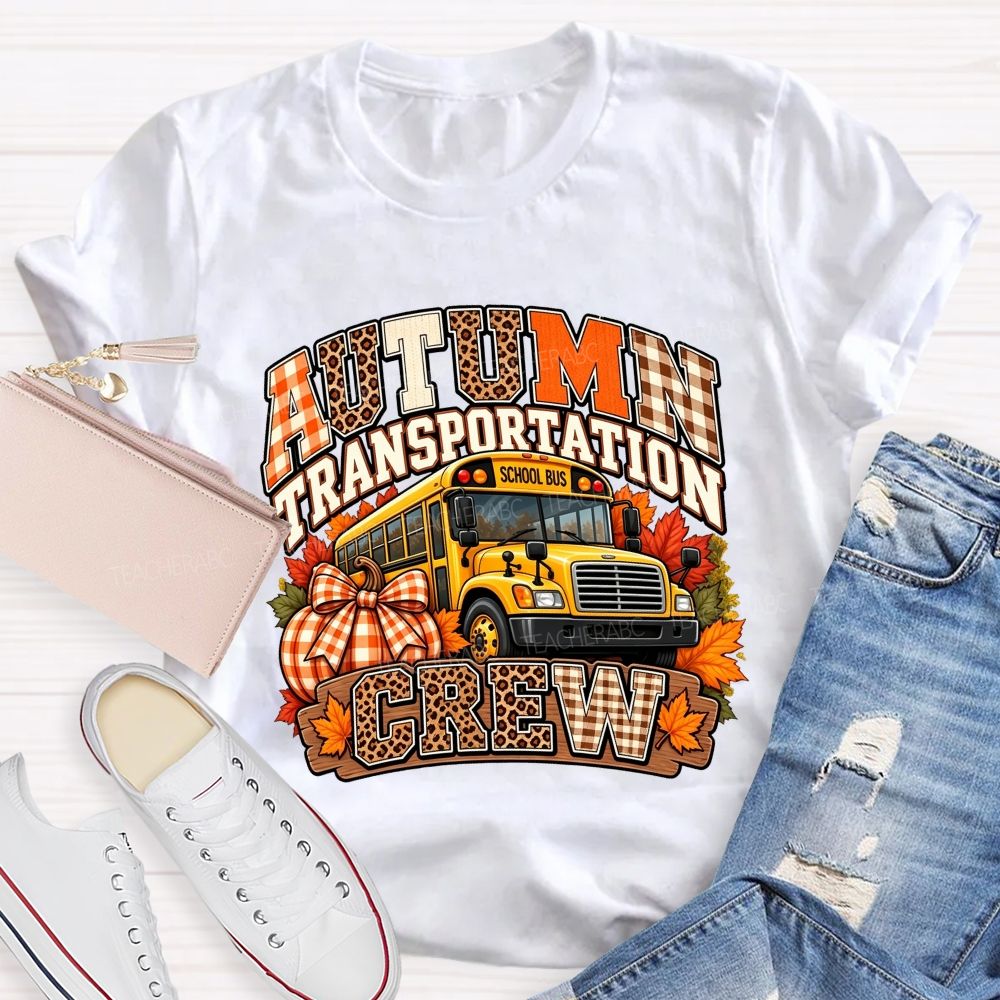 Autumn Transportation Crew Fall School Bus T-shirt