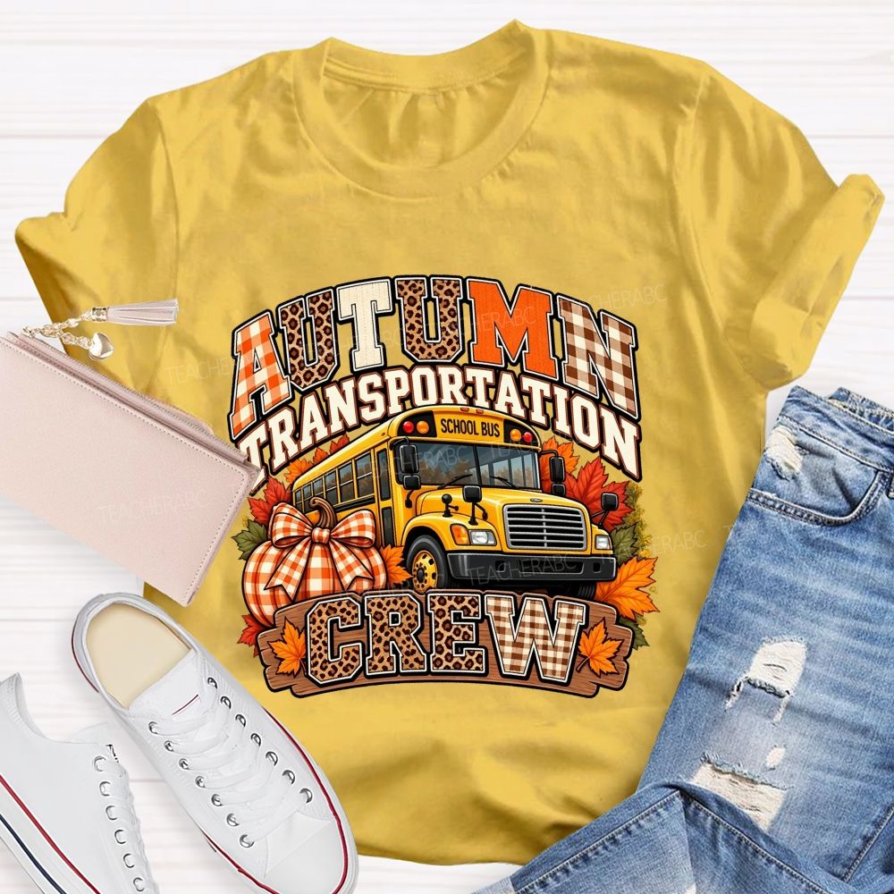 Autumn Transportation Crew Fall School Bus T-shirt