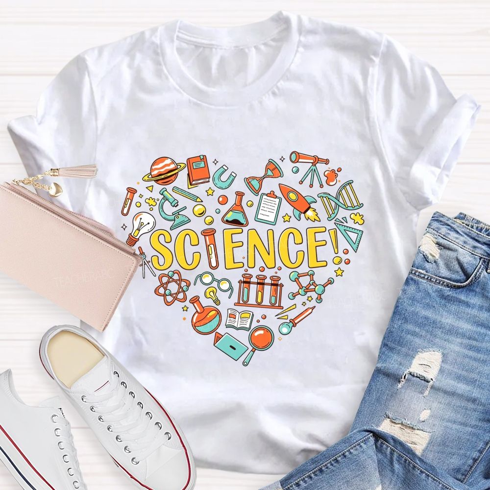 Science Teacher Life Heart Graphic Teacher T-shirt