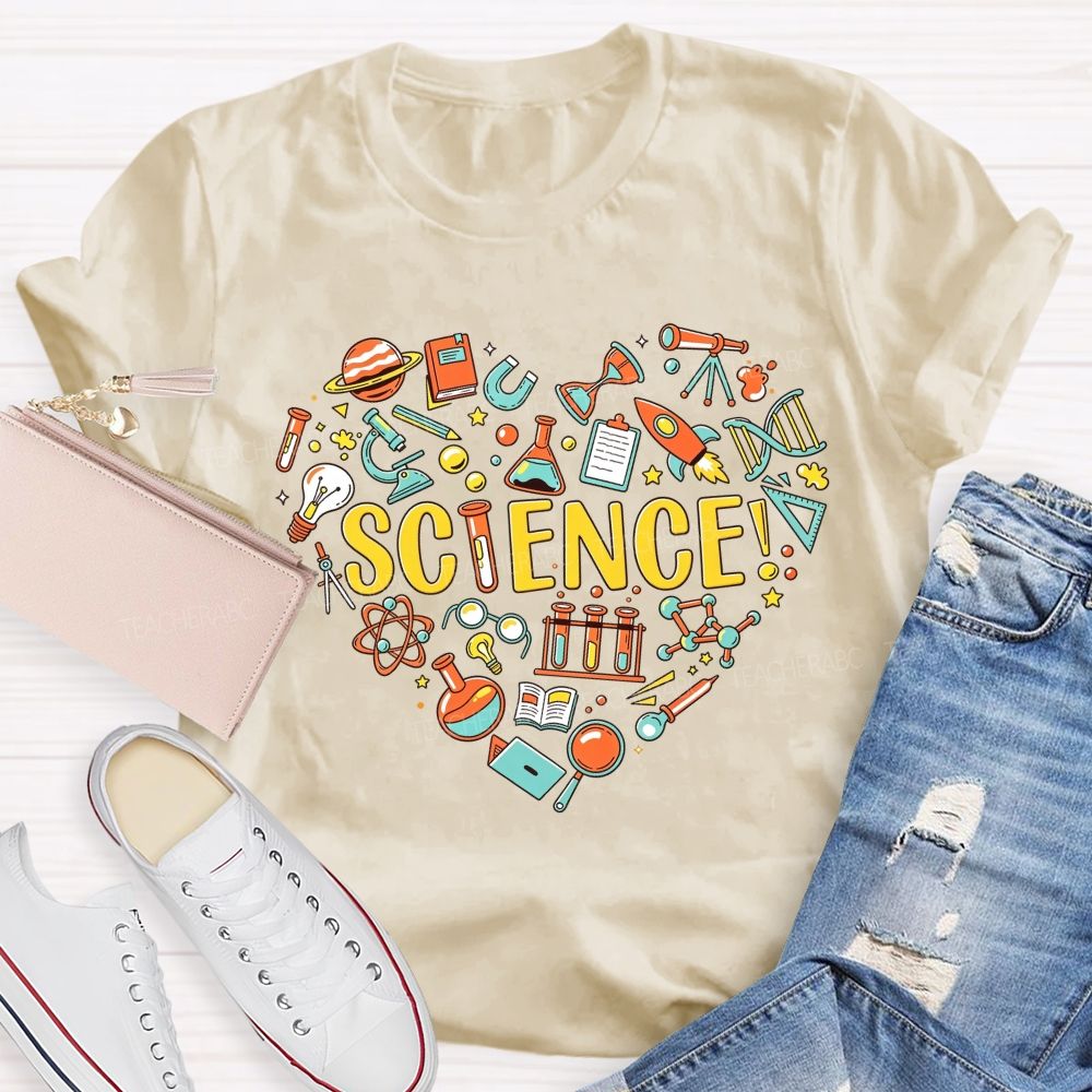 Science Teacher Life Heart Graphic Teacher T-shirt