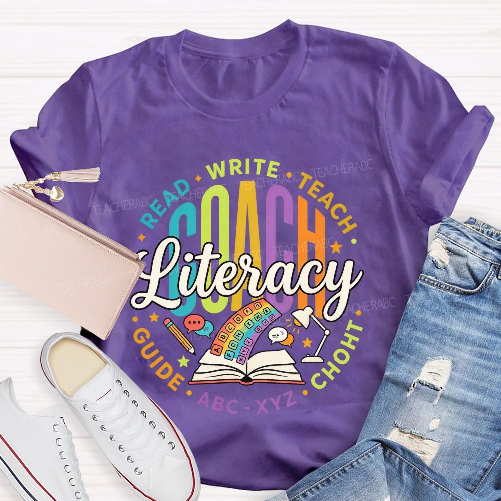 Literacy Coach Read Write Teach Guide Teacher T-shirt