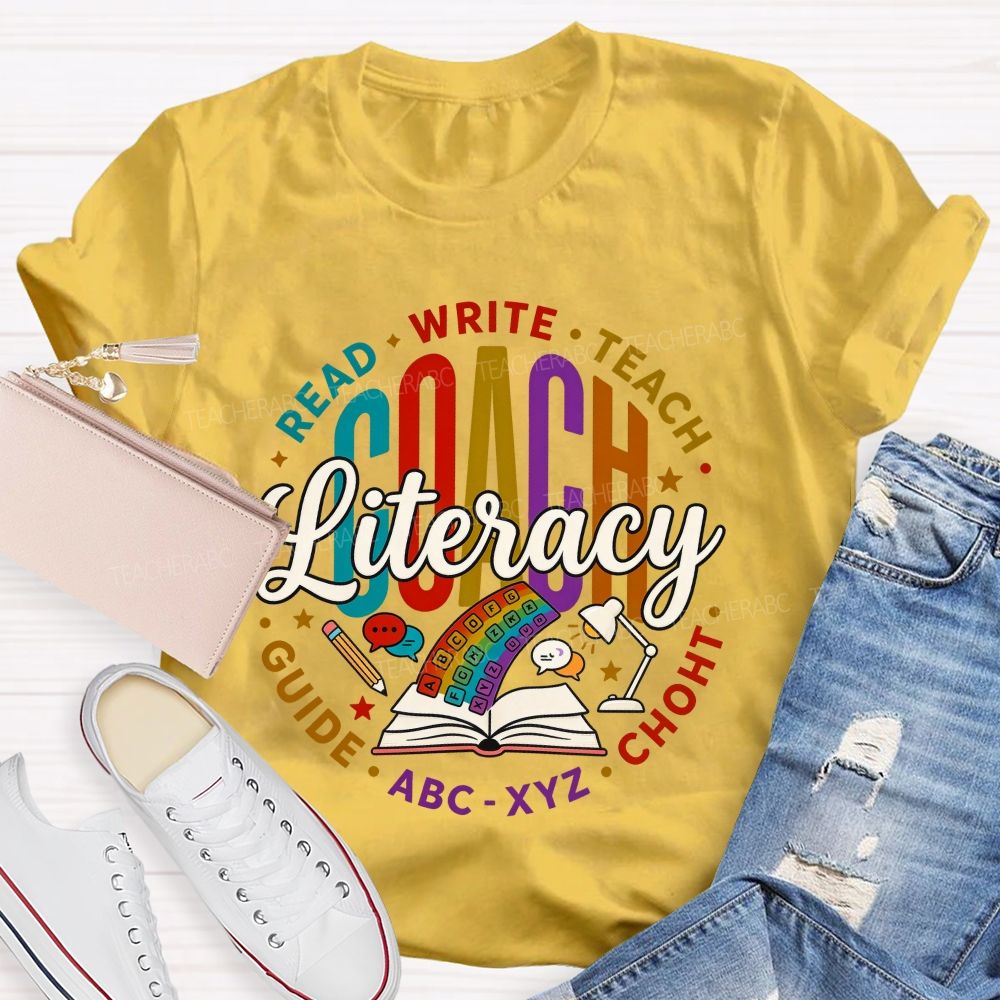 Literacy Coach Read Write Teach Guide Teacher T-shirt