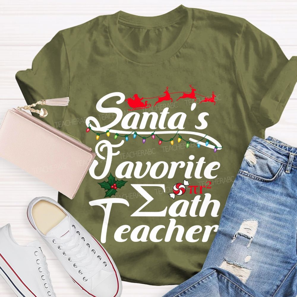 Santa's Favorite Math Teacher Christmas T-shirt