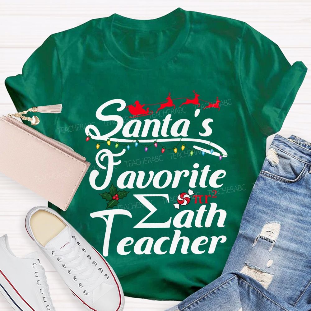 Santa's Favorite Math Teacher Christmas T-shirt