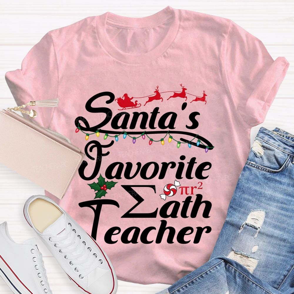 Santa's Favorite Math Teacher Christmas T-shirt