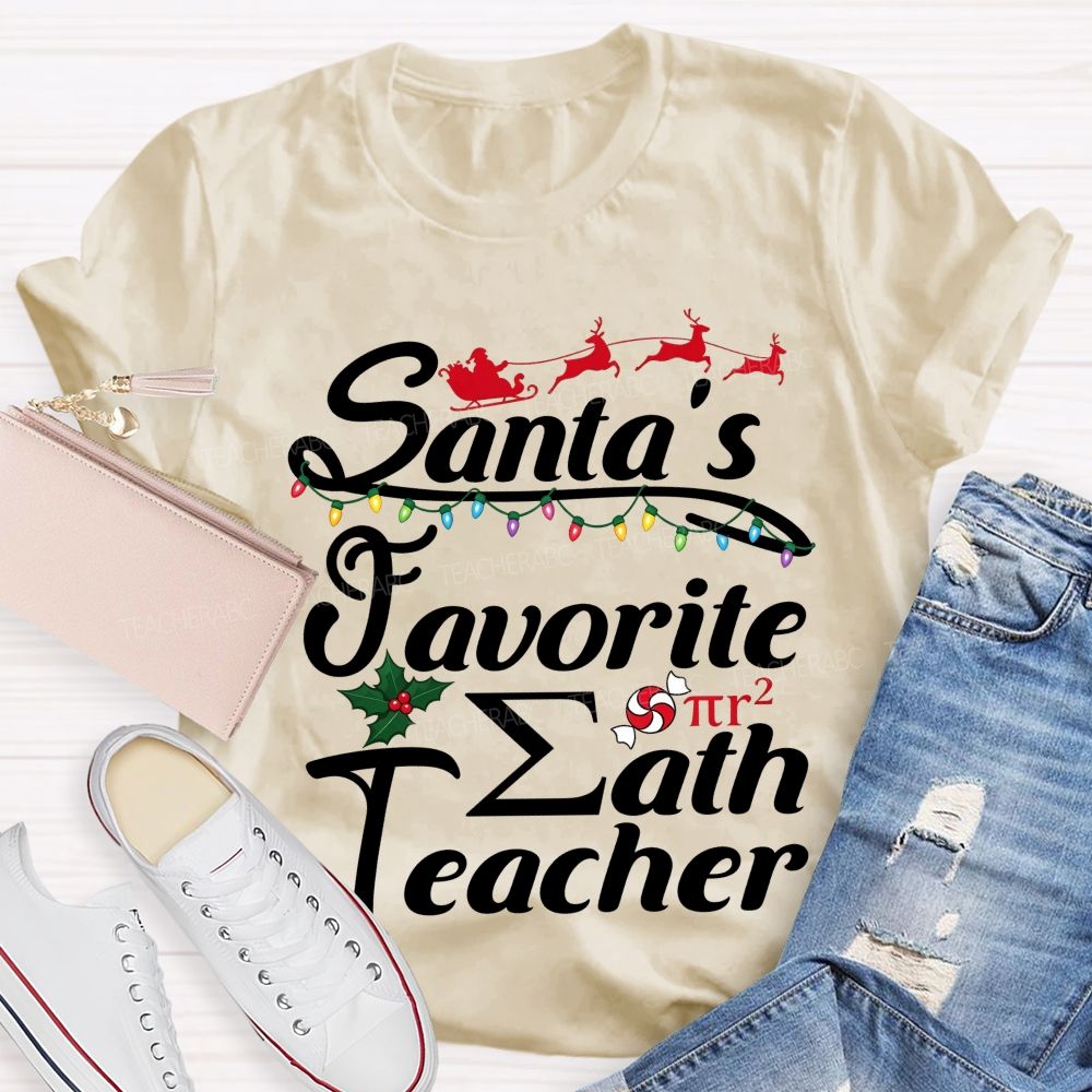Santa's Favorite Math Teacher Christmas T-shirt
