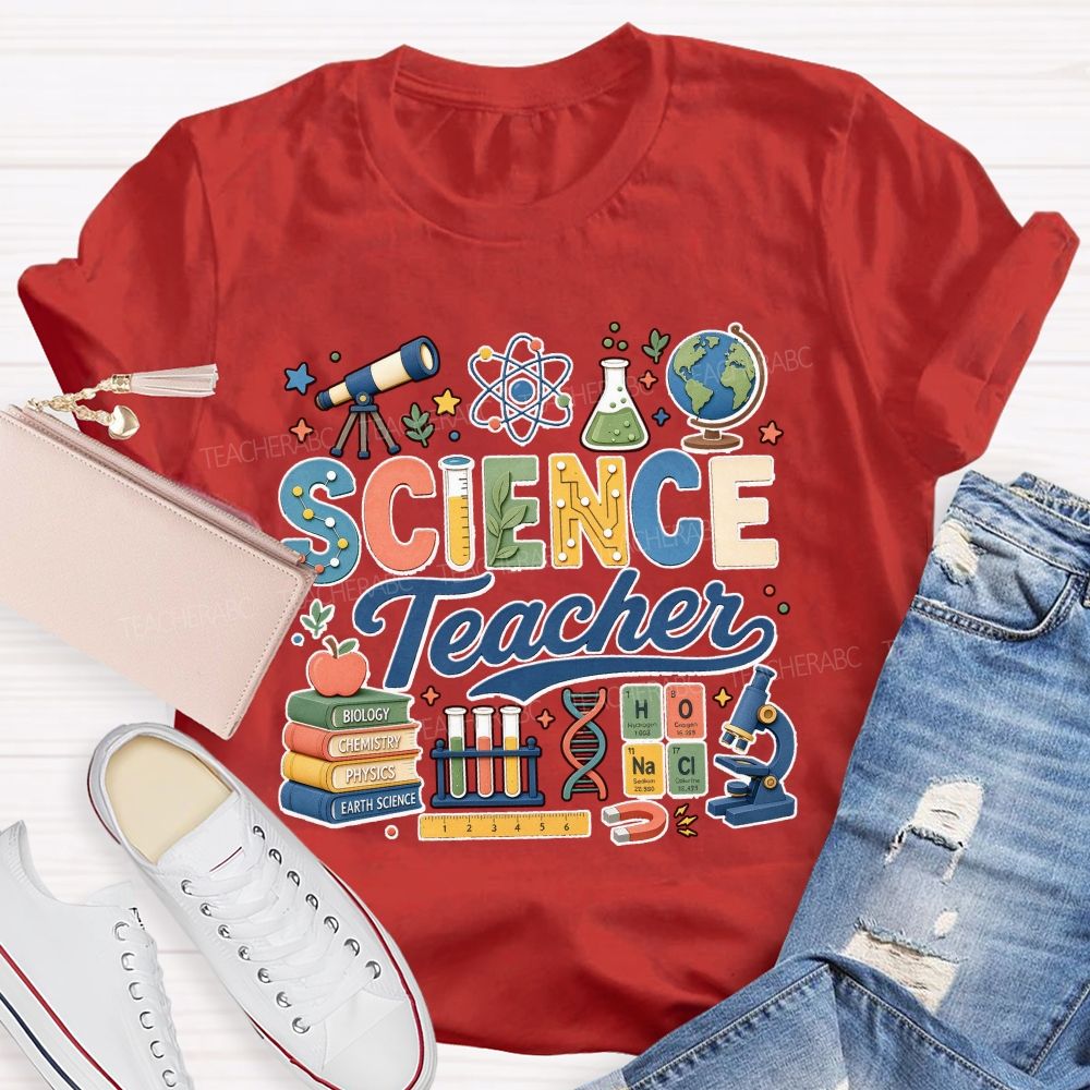 Science Teacher Cute Lab Elements Graphic Teacher T-shirt