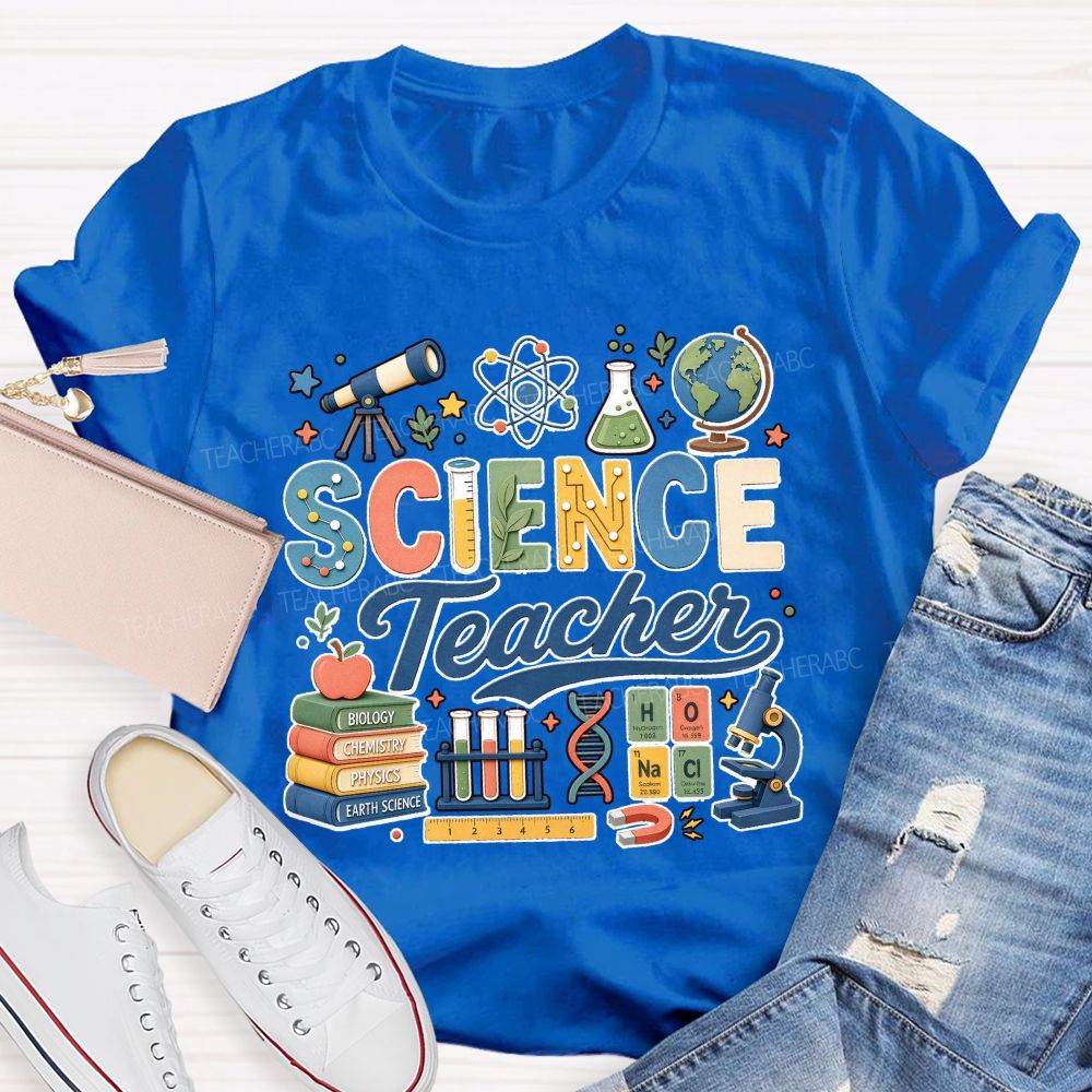 Science Teacher Cute Lab Elements Graphic Teacher T-shirt