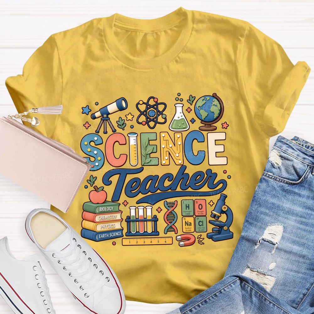 Science Teacher Cute Lab Elements Graphic Teacher T-shirt