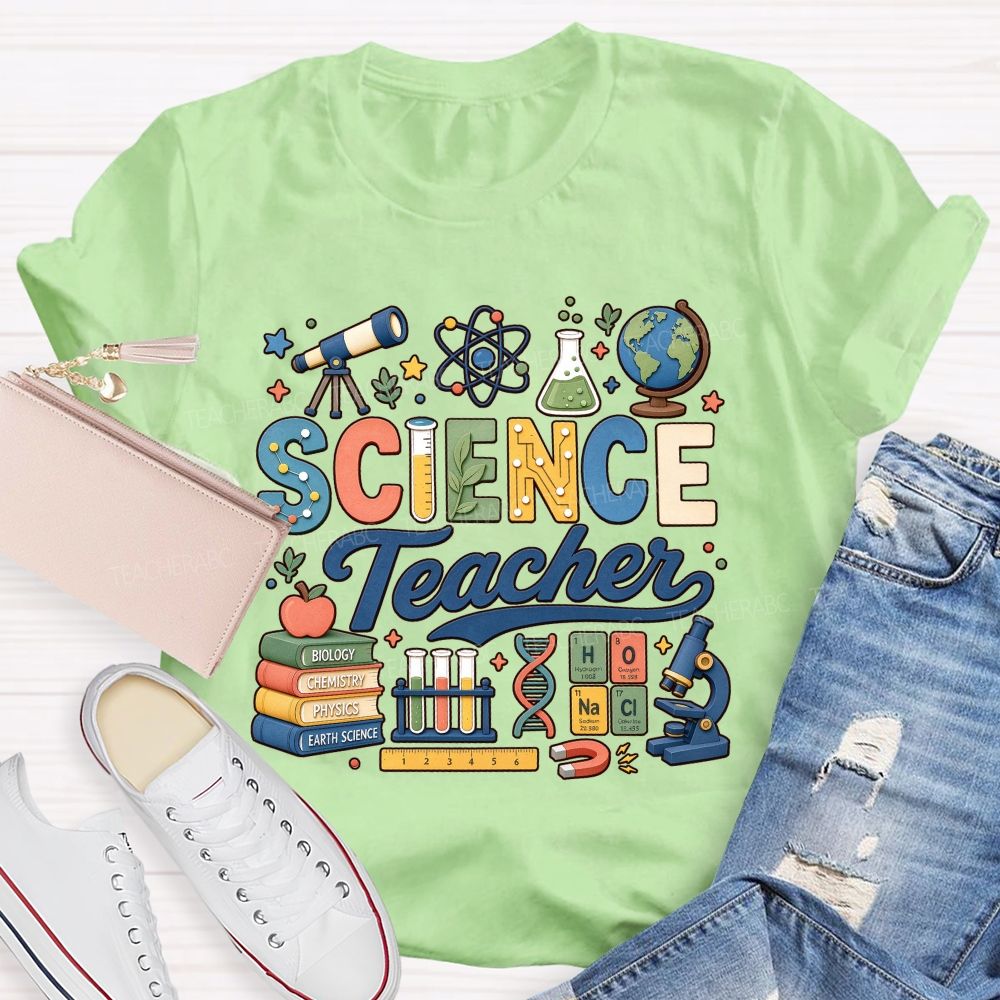 Science Teacher Cute Lab Elements Graphic Teacher T-shirt