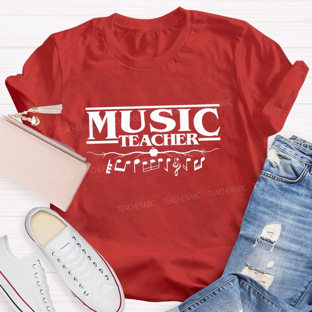 Music Teacher Apple Music Notes Teacher T-shirt
