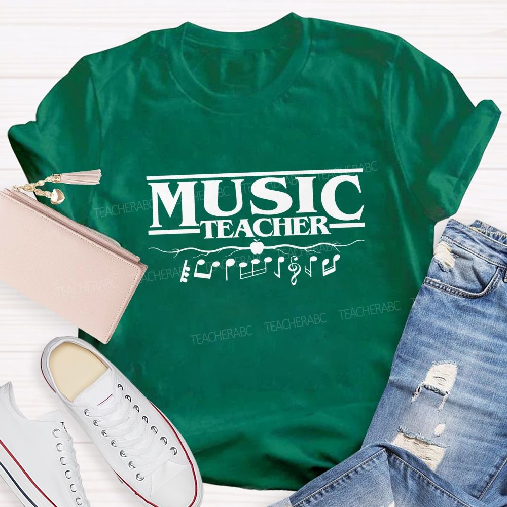 Music Teacher Apple Music Notes Teacher T-shirt