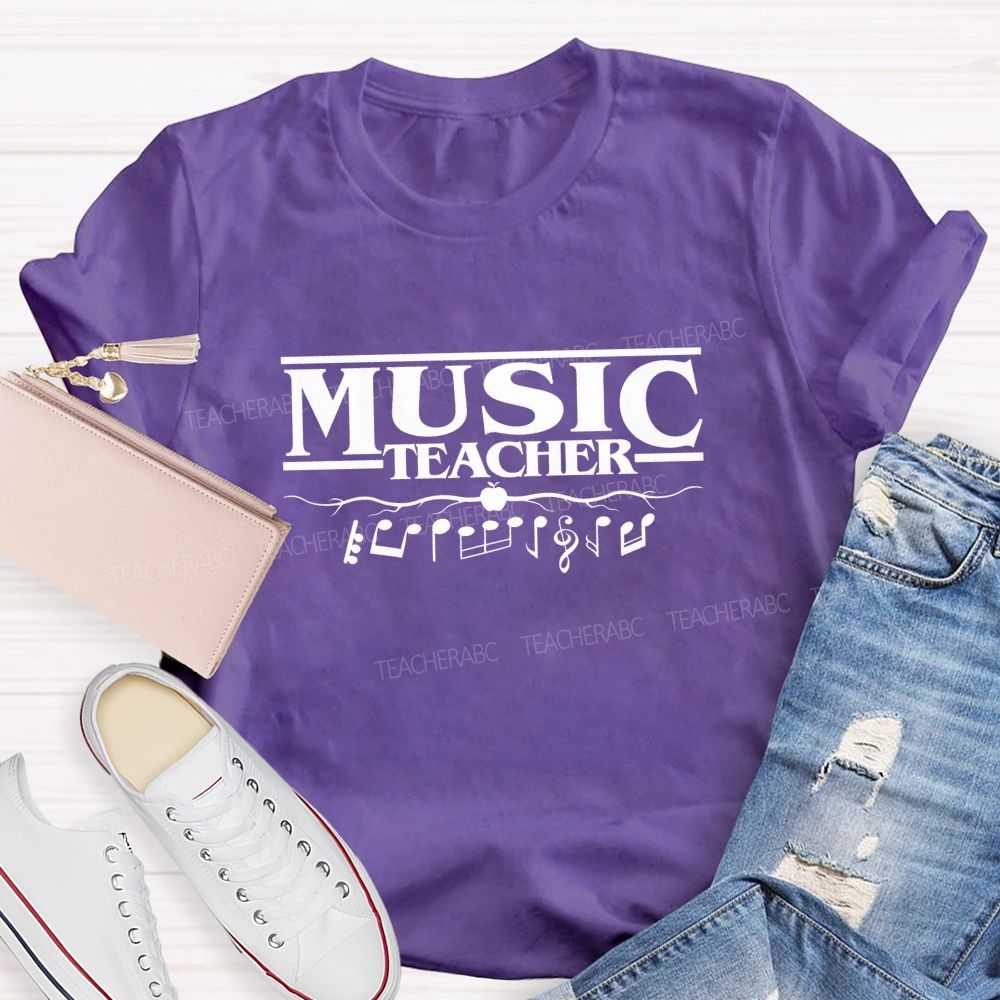 Music Teacher Apple Music Notes Teacher T-shirt