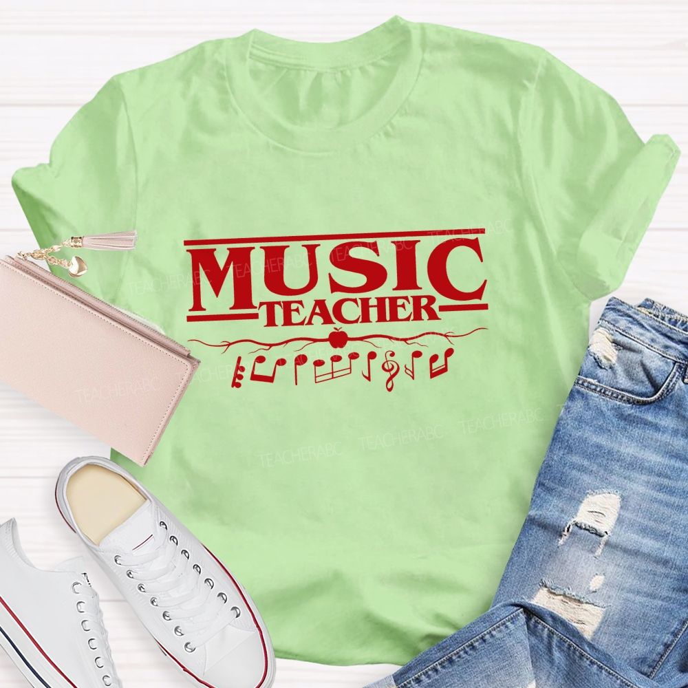 Music Teacher Apple Music Notes Teacher T-shirt