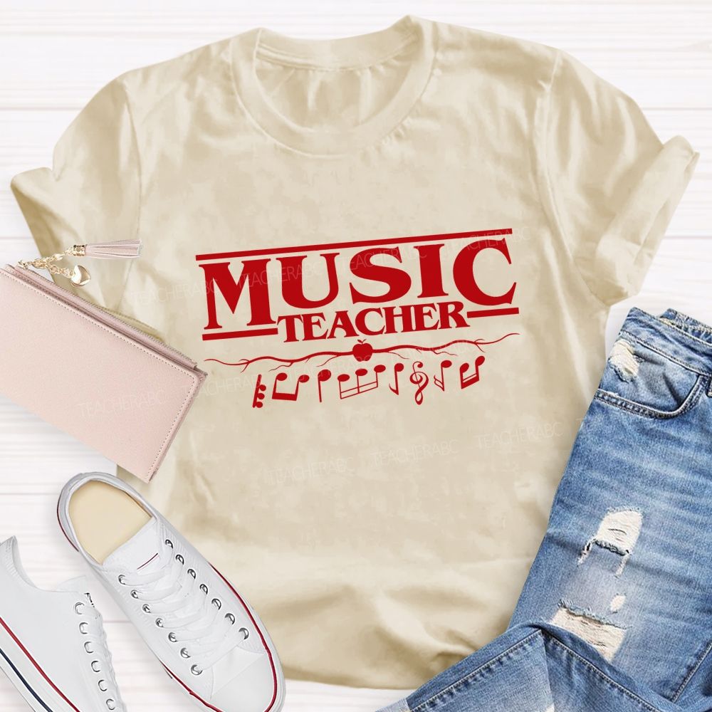 Music Teacher Apple Music Notes Teacher T-shirt