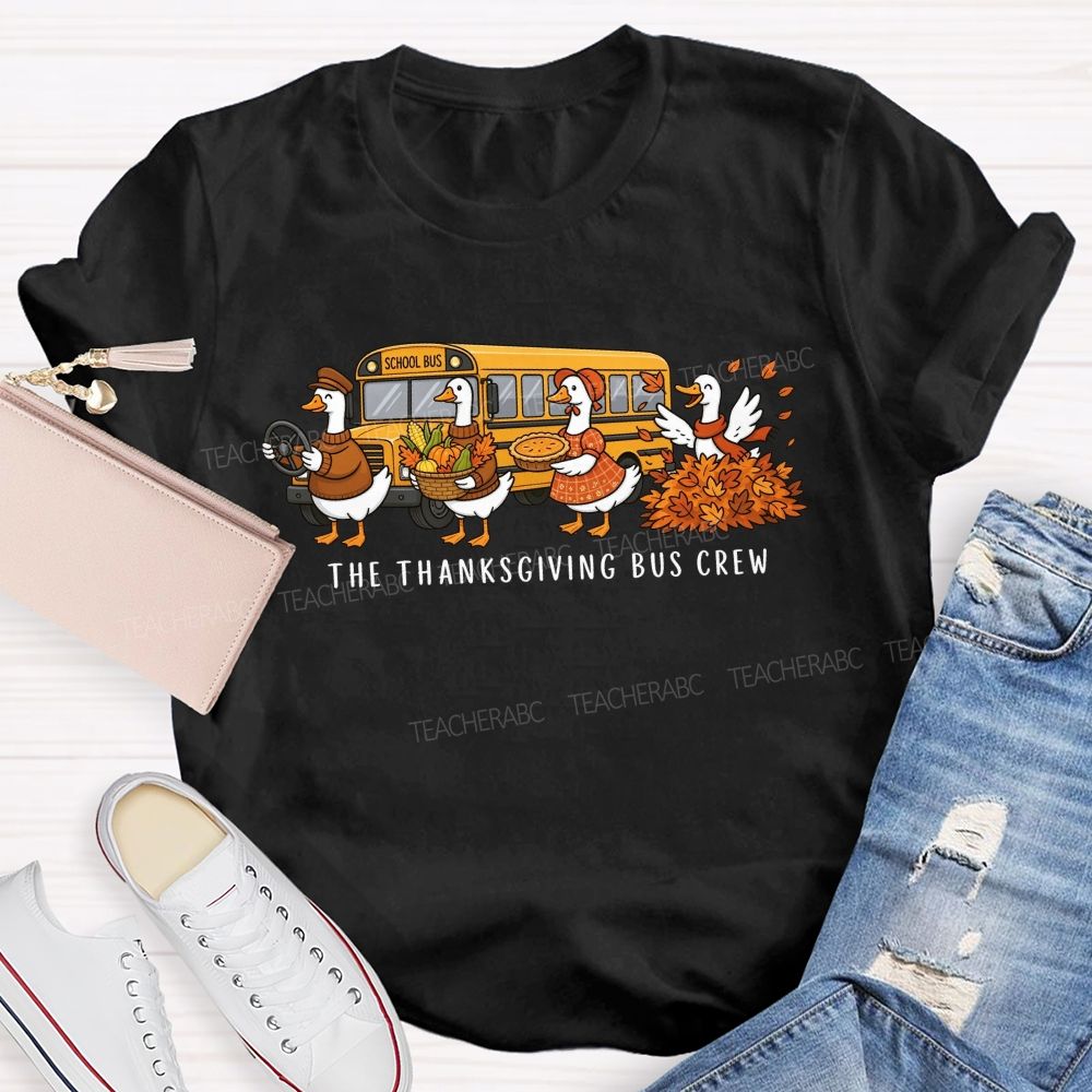 Fall School Bus Crew Thanksgiving T-shirt