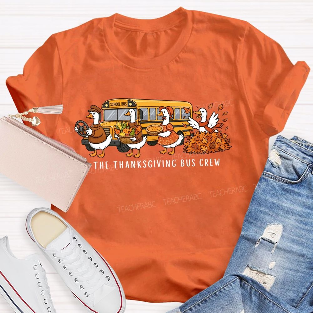 Fall School Bus Crew Thanksgiving T-shirt